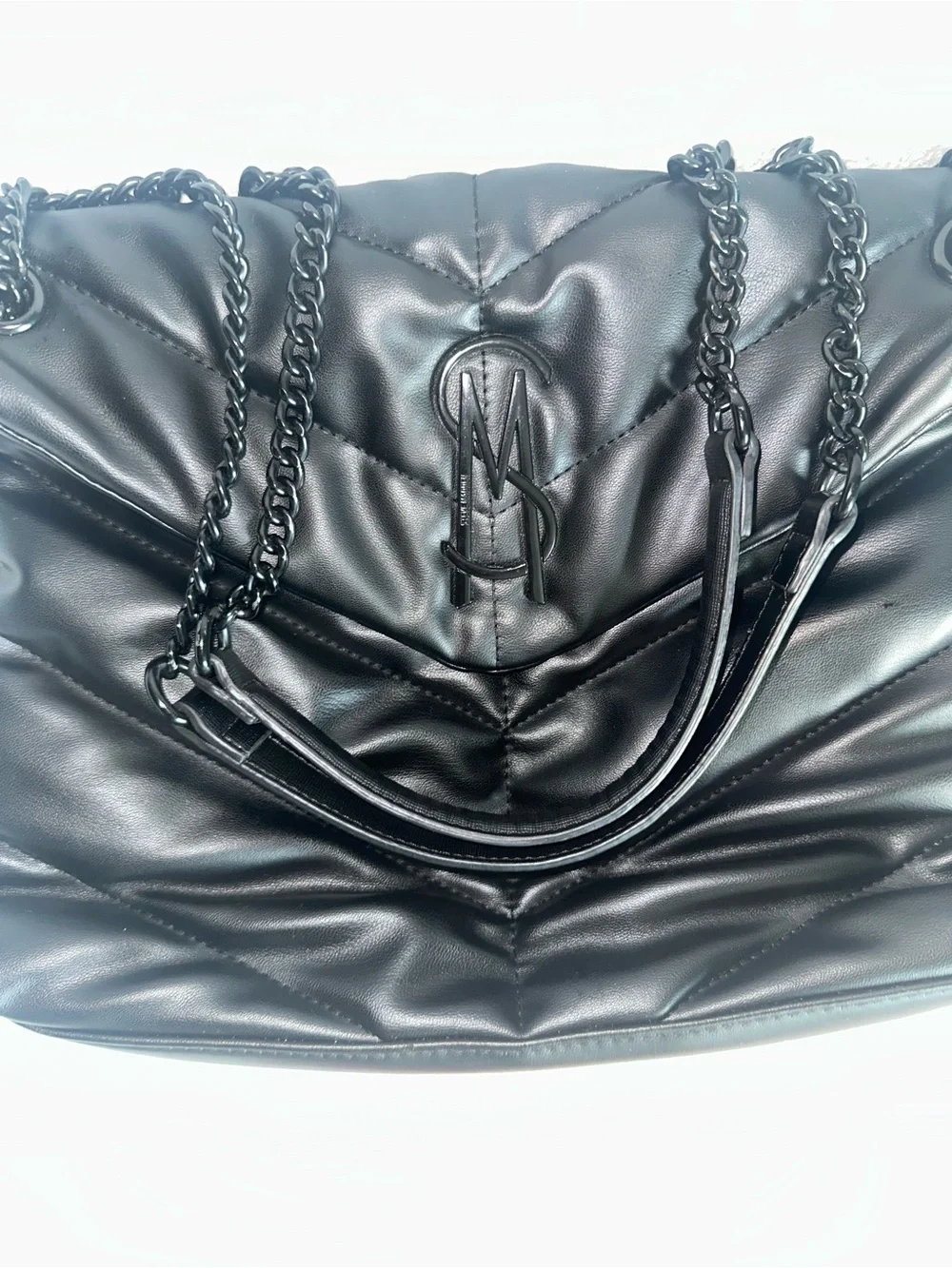 Steve Madden Black Quilted Chain-Handle Shoulder Bag